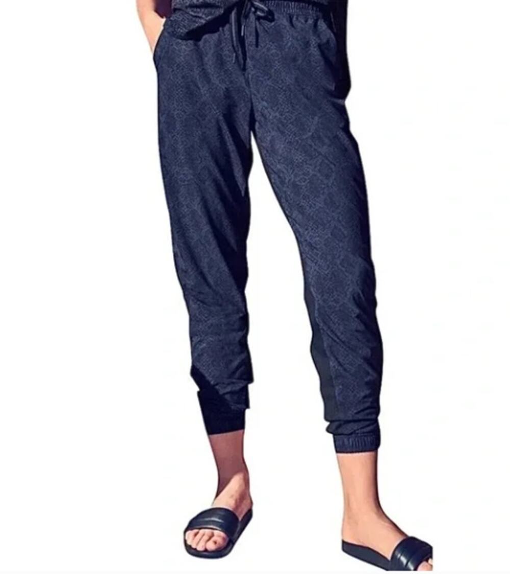 Athleta Brooklyn Snakeskin Print Blue Joggers size 8
